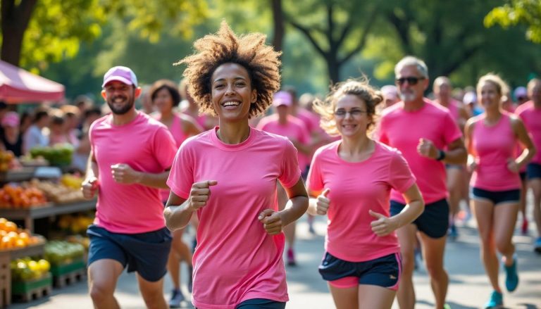 à chinon, l'événement 'tous en rose' a permis de collecter 15 500 € au profit d'action sport santé nutrition, soutenant ainsi la santé et le bien-être par le sport et la nutrition.