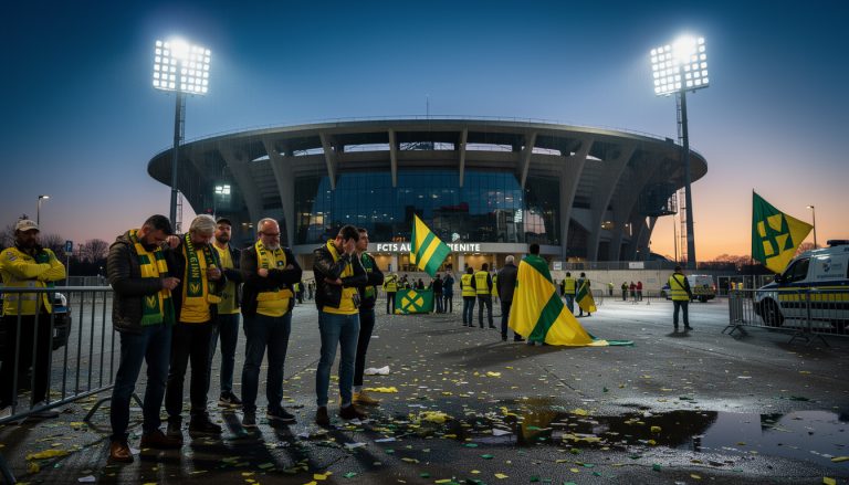 le fc nantes descend en ligue 2 après 13 années consécutives en ligue 1, mettant fin à une longue période dans l'élite du football français.
