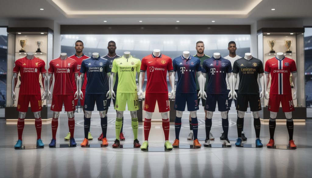 découvrez en avant-première les maillots officiels 2026-2027 de liverpool, manchester united, arsenal, psg et des clubs phares. toutes les nouveautés et designs exclusifs réunis ici !