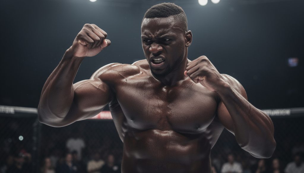 francis ngannou, champion de mma, prêt à relever tous les défis et affronter ses rivaux dans des combats épiques à travers le monde.