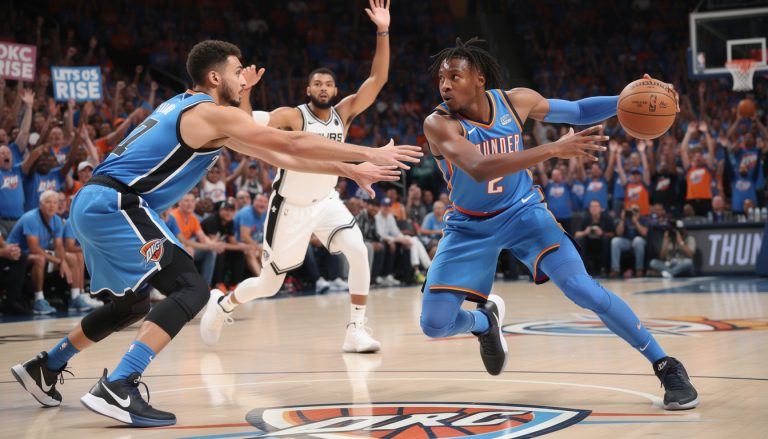 nba : gilgeous-alexander brille lors de la victoire d'oklahoma city contre les spurs, avec une performance impressionnante du jeune prodige wembanyama.