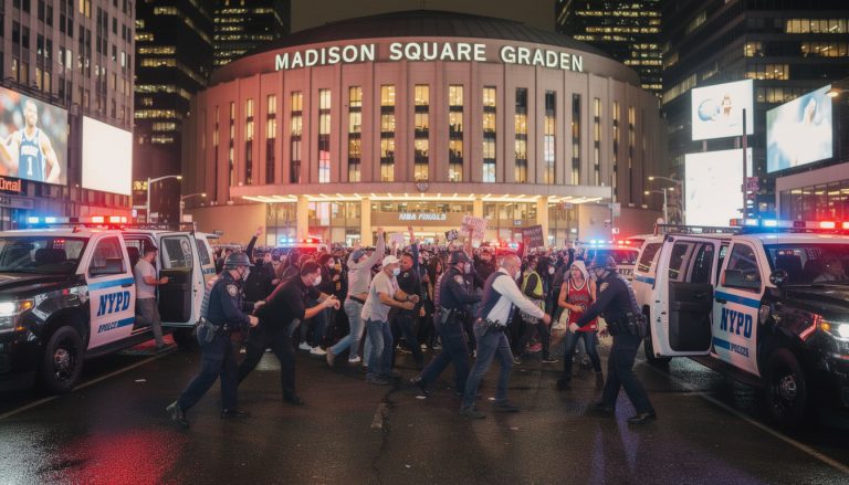 lors du quatrième match des finales nba à new york, environ 50 arrestations ont été effectuées suite à des incidents lors du match des knicks.